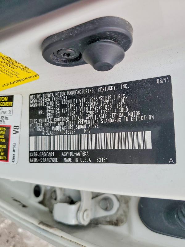 52820786 :رقم المزاد ، 4T3ZA3BB0BU048228 vin ، 2011 Toyota Venza مزاد بيع