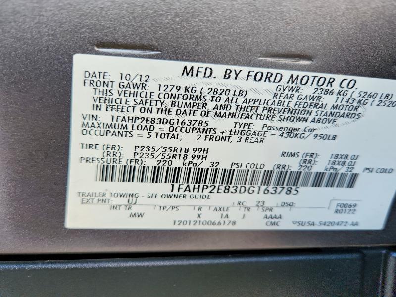 54015116 :رقم المزاد ، 1FAHP2E83DG163785 vin ، 2013 Ford Taurus مزاد بيع