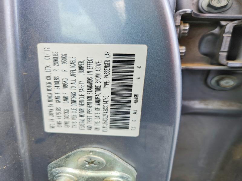 55311566 :رقم المزاد ، JH4CU2F43CC014743 vin ، 2012 Acura Tsx مزاد بيع