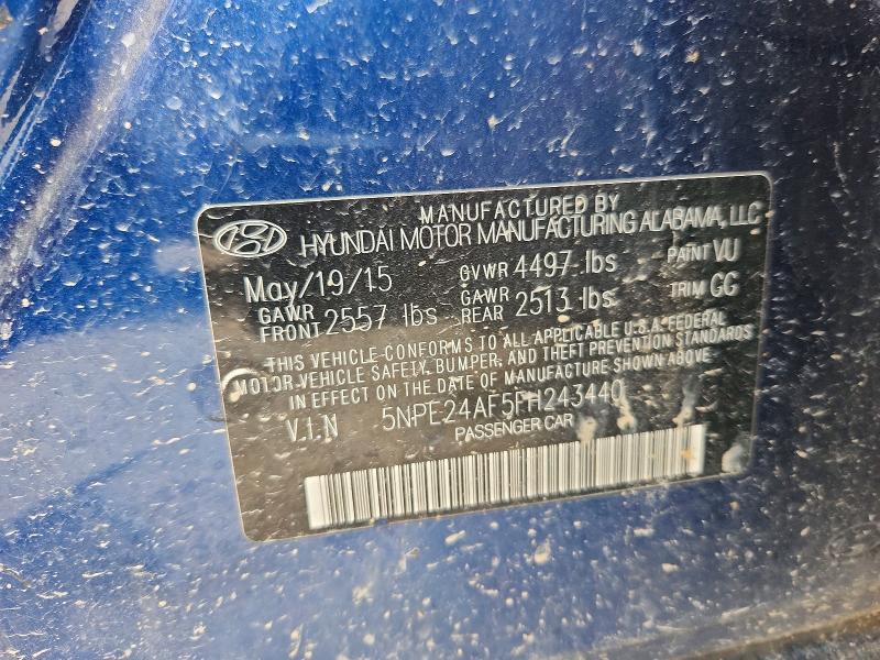 2015 Hyundai Sonata მანქანა იყიდება აუქციონზე, vin: 5NPE24AF5FH243440, აუქციონის ნომერი: 53644166