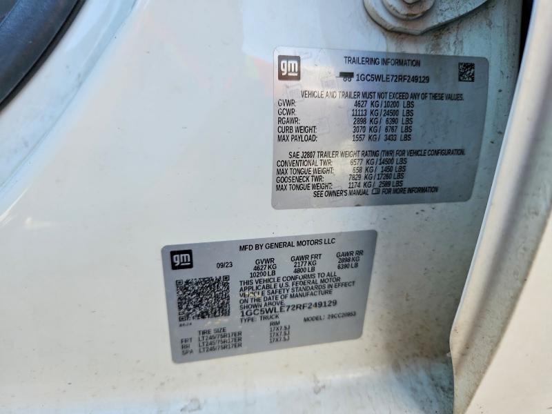 50045746 :رقم المزاد ، 1GC5WLE72RF249129 vin ، 2024 Chevrolet Silverado مزاد بيع