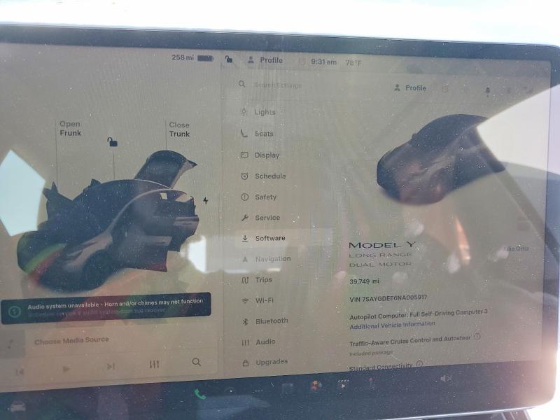 53744776 :رقم المزاد ، 7SAYGDEE6NA005917 vin ، 2022 Tesla Model Y مزاد بيع