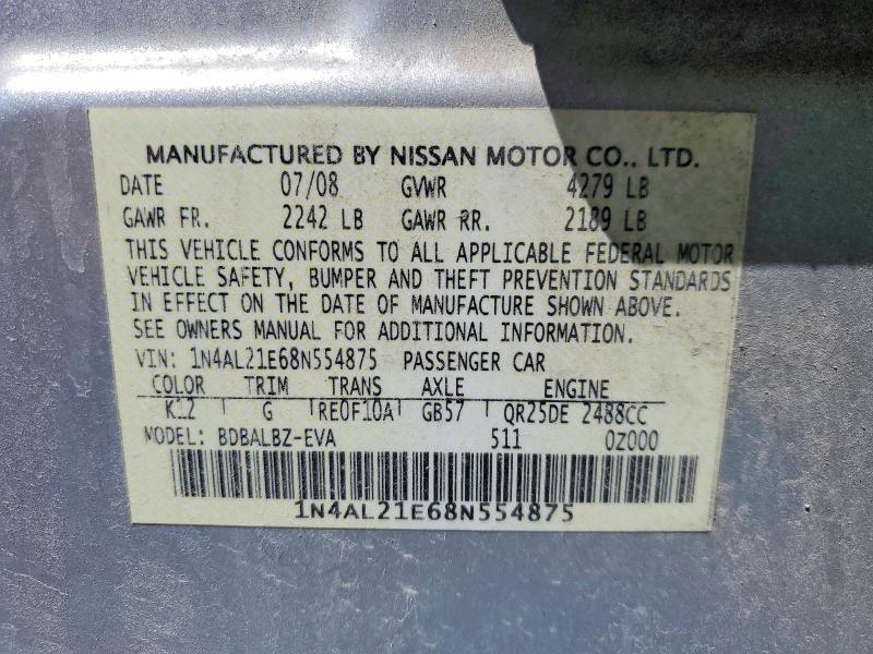 53729856 :رقم المزاد ، 1N4AL21E68N554875 vin ، 2008 Nissan Altima مزاد بيع