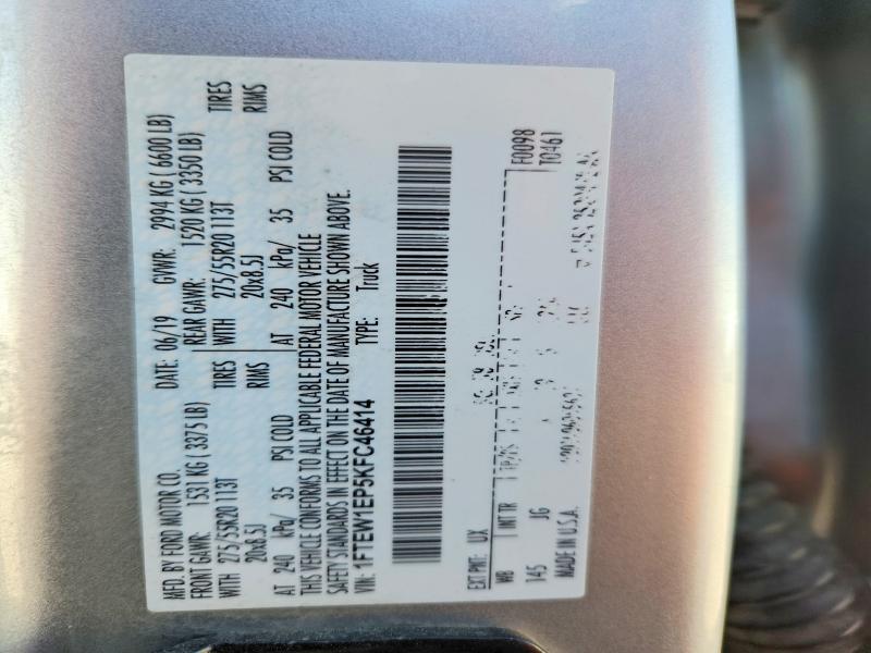Aukcja sprzedaży 2019 Ford F150, vin: 1FTEW1EP5KFC46414, numer aukcji: 52743036