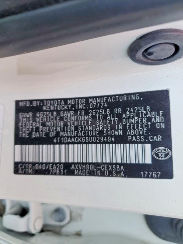 2025 Toyota Camry მანქანა იყიდება აუქციონზე, vin: 4T1DAACK6SU029494, აუქციონის ნომერი: 55124816