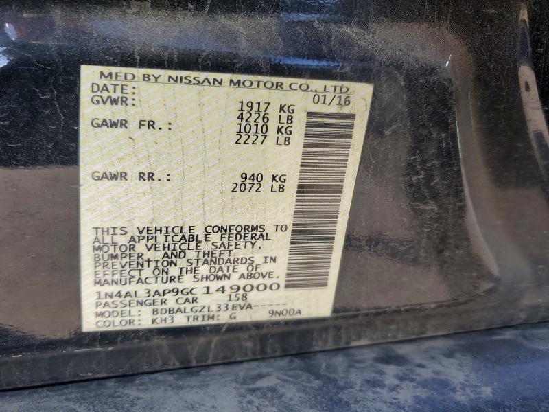 Продаж на аукціоні авто 2016 Nissan Altima, vin: 1N4AL3AP9GC149000, номер лоту: 53912866