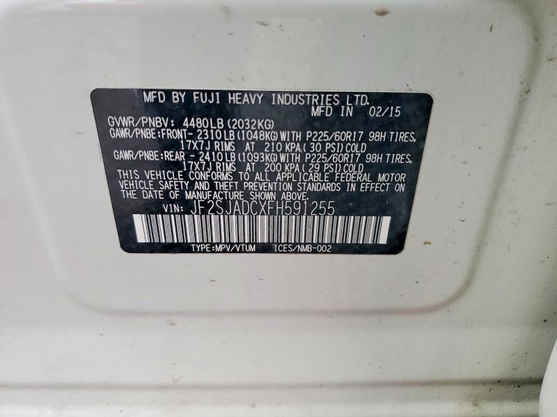 Продажа на аукционе авто 2015 Subaru Forester, vin: JF2SJADCXFH591255, номер лота: 54249936