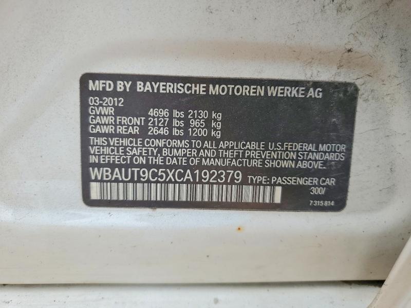 54057446 :رقم المزاد ، WBAUT9C5XCA192379 vin ، 2012 Bmw 328 مزاد بيع