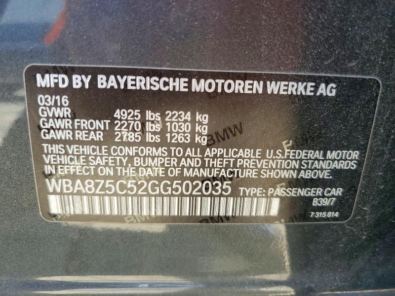 Aukcja sprzedaży 2016 Bmw 328, vin: WBA8Z5C52GG502035, numer aukcji: 54273566