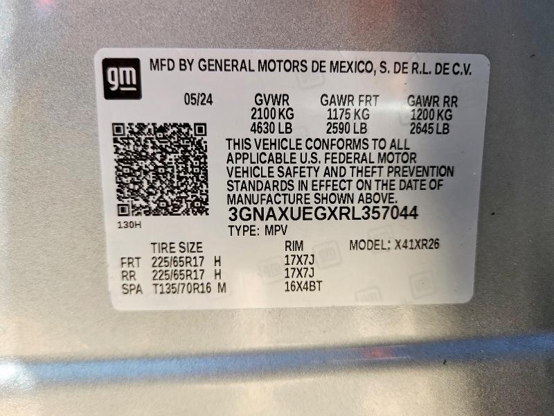 53391546 :رقم المزاد ، 3GNAXUEGXRL357044 vin ، 2024 Chevrolet Equinox مزاد بيع