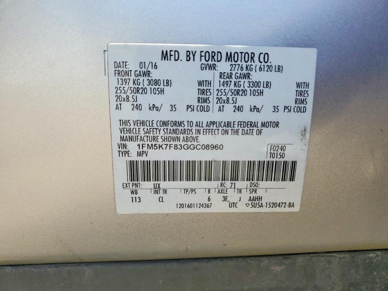 Продажа на аукционе авто 2016 Ford Explorer, vin: 1FM5K7F83GGC08960, номер лота: 53644206