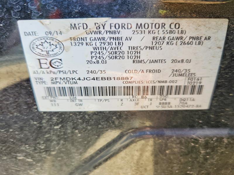 Продаж на аукціоні авто 2014 Ford Edge, vin: 2FMDK4JC4EBB18887, номер лоту: 52358386