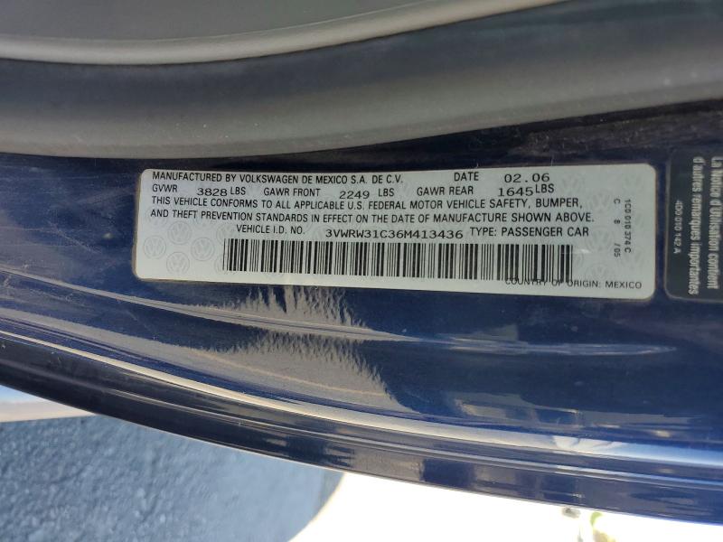 53984456 :رقم المزاد ، 3VWRW31C36M413436 vin ، 2006 Volkswagen New Beetle مزاد بيع