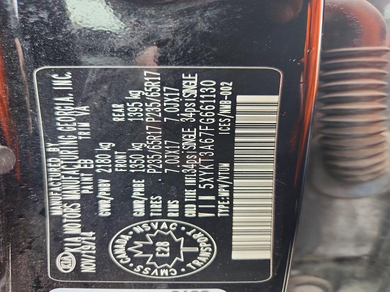 Продаж на аукціоні авто 2015 Kia Sorento, vin: 5XYKT3A67FG661130, номер лоту: 52333026