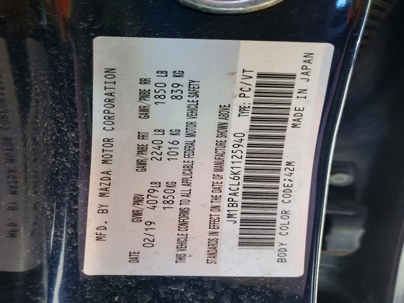 53192946 :رقم المزاد ، JM1BPACL6K1125940 vin ، 2019 Mazda 3 مزاد بيع