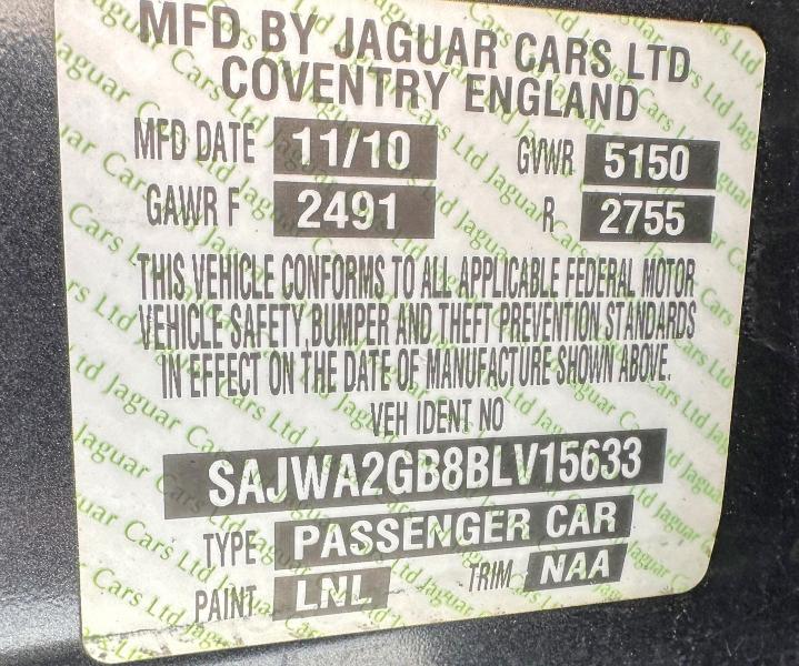 2011 Jaguar Xjl მანქანა იყიდება აუქციონზე, vin: SAJWA2GB8BLV15633, აუქციონის ნომერი: 52794316
