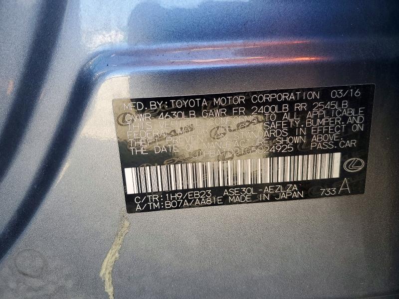 Продаж на аукціоні авто 2016 Lexus Is, vin: JTHBA1D21G5024925, номер лоту: 52706416