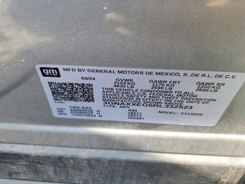 Продаж на аукціоні авто 2024 Chevrolet Equinox, vin: 3GNAXXEG5RL332523, номер лоту: 52227956