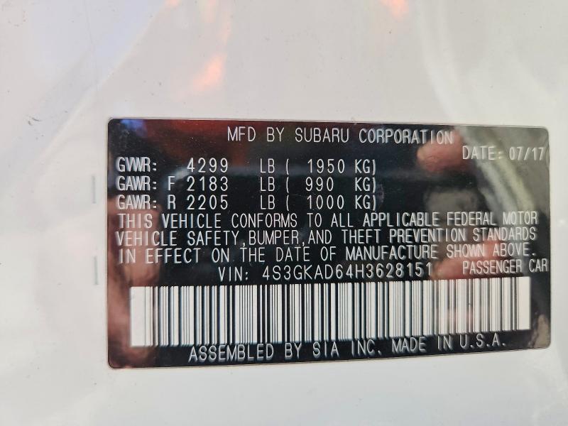 Продаж на аукціоні авто 2017 Subaru Impreza, vin: 4S3GKAD64H3628151, номер лоту: 55202756