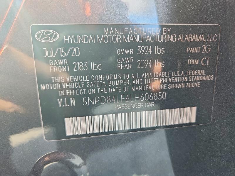 Aukcja sprzedaży 2020 Hyundai Elantra, vin: 5NPD84LF6LH606850, numer aukcji: 55250046