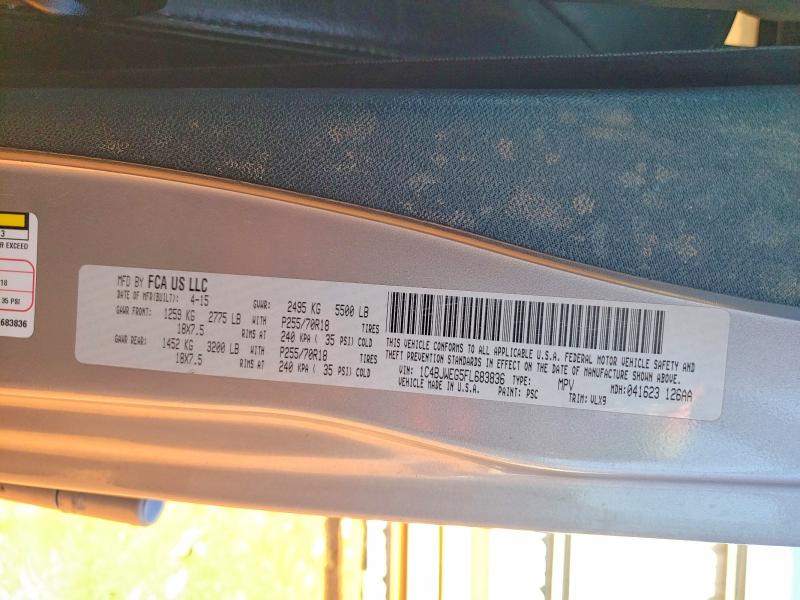 53474346 :رقم المزاد ، 1C4BJWEG5FL683836 vin ، 2015 Jeep Wrangler Unlimited مزاد بيع