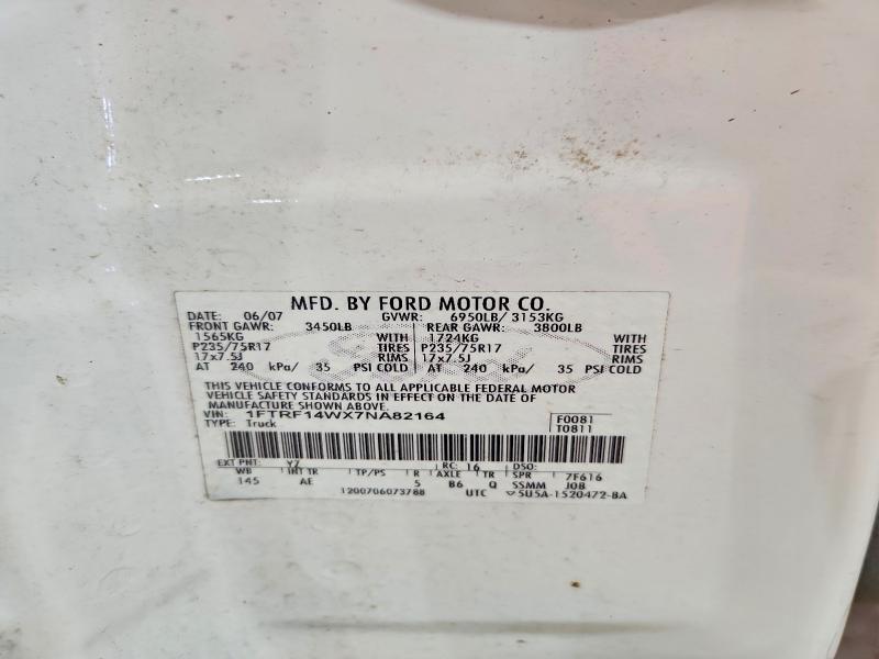 53752396 :رقم المزاد ، 1FTRF14WX7NA82164 vin ، 2007 Ford F150 مزاد بيع