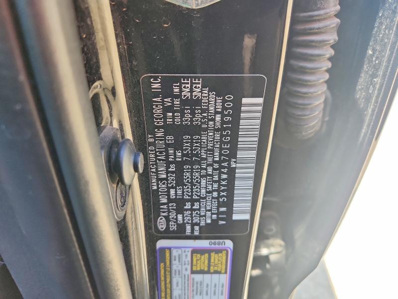 Продаж на аукціоні авто 2014 Kia Sorento, vin: 5XYKW4A70EG519500, номер лоту: 54003106