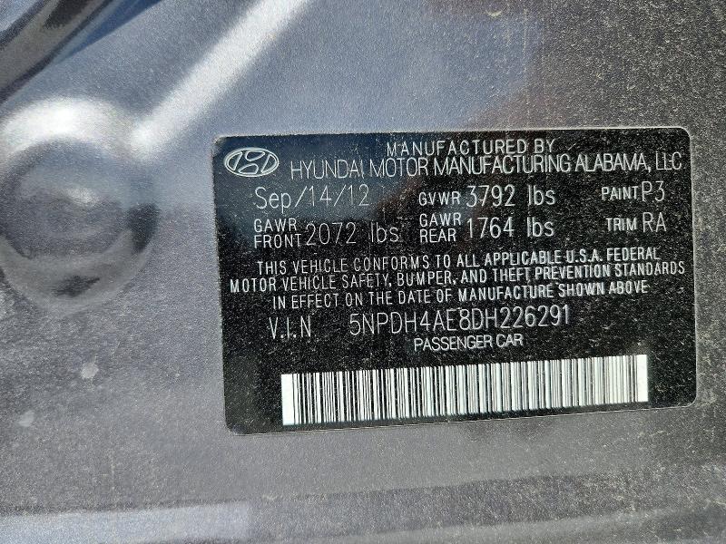 Продажа на аукционе авто 2013 Hyundai Elantra, vin: 5NPDH4AE8DH226291, номер лота: 52223916