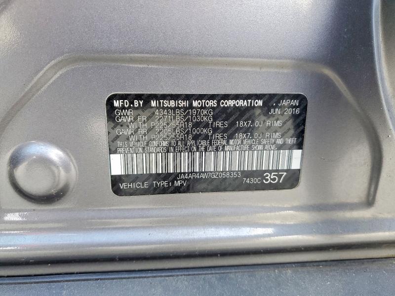 54712066 :رقم المزاد ، JA4AR4AW7GZ058353 vin ، 2016 Mitsubishi Outlander Sport مزاد بيع