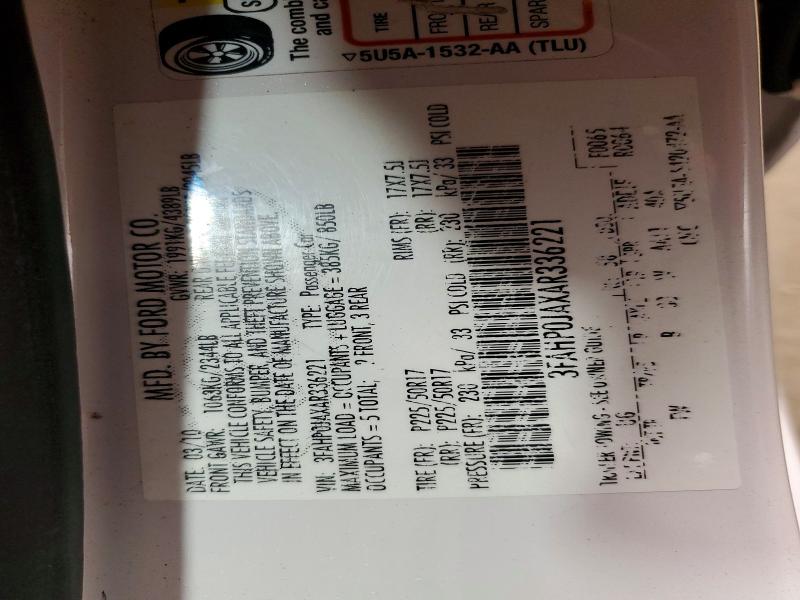 Продажа на аукционе авто 2010 Ford Fusion, vin: 3FAHP0JAXAR336221, номер лота: 53559336
