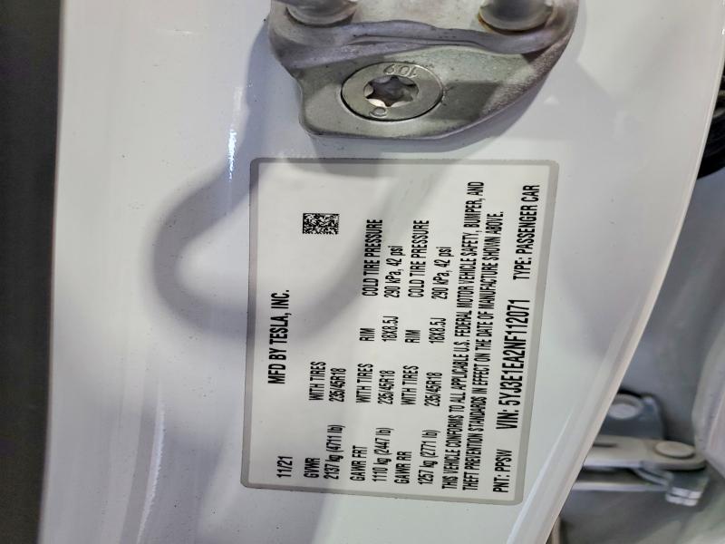 Продажа на аукционе авто 2022 Tesla Model 3, vin: 5YJ3E1EA2NF112071, номер лота: 55313336