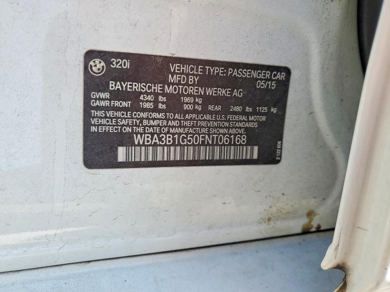 Продажа на аукционе авто 2015 Bmw 320, vin: WBA3B1G50FNT06168, номер лота: 53750906