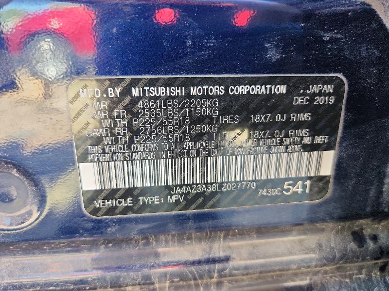 2020 Mitsubishi Outlander მანქანა იყიდება აუქციონზე, vin: JA4AZ3A38LZ027770, აუქციონის ნომერი: 55042706