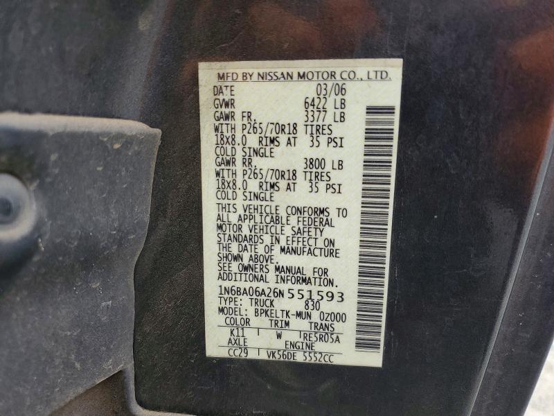 Продажа на аукционе авто 2006 Nissan Titan, vin: 1N6BA06A26N551593, номер лота: 54795476