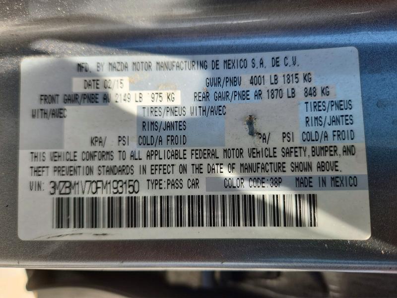 Aukcja sprzedaży 2015 Mazda 3, vin: 3MZBM1V70FM193150, numer aukcji: 53280346