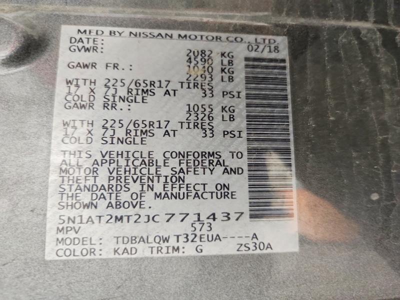 Aukcja sprzedaży 2018 Nissan Rogue, vin: 5N1AT2MT2JC771437, numer aukcji: 52078236