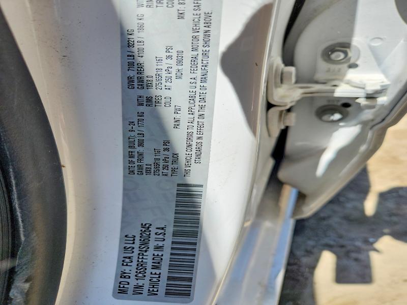 2025 Ram 1500 მანქანა იყიდება აუქციონზე, vin: 1C6SRFFP4SN602645, აუქციონის ნომერი: 53089806