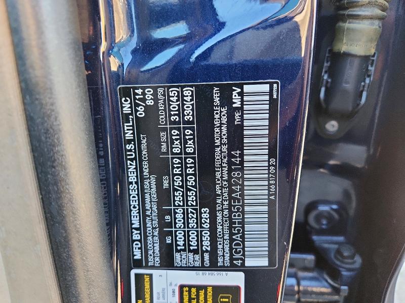 Продажа на аукционе авто 2014 Mercedes-benz Ml, vin: 4JGDA5HB5EA428144, номер лота: 51671426