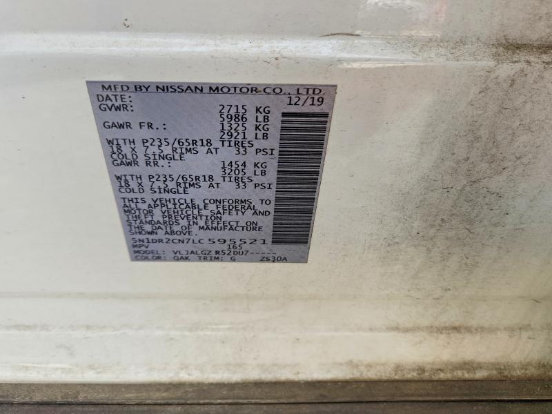 Продажа на аукционе авто 2020 Nissan Pathfinder, vin: 5N1DR2CN7LC595521, номер лота: 53243836