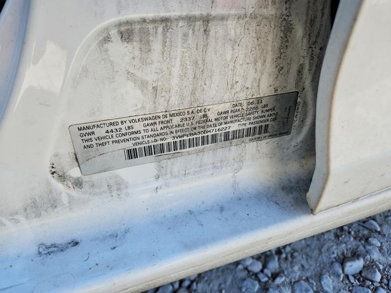 53653916 :رقم المزاد ، 3VWPL8AJ0BM716227 vin ، 2011 Volkswagen Jetta مزاد بيع