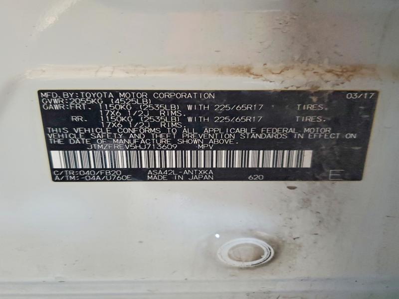 54940376 :رقم المزاد ، JTMZFREV5HJ713609 vin ، 2017 Toyota Rav4 مزاد بيع
