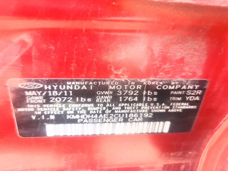 Aukcja sprzedaży 2012 Hyundai Elantra, vin: KMHDH4AE2CU186192, numer aukcji: 52019036