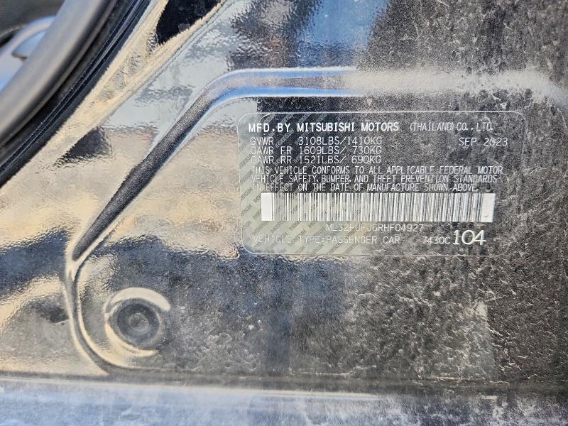 2024 Mitsubishi Mirage მანქანა იყიდება აუქციონზე, vin: ML32FUFJ6RHF04927, აუქციონის ნომერი: 52432326