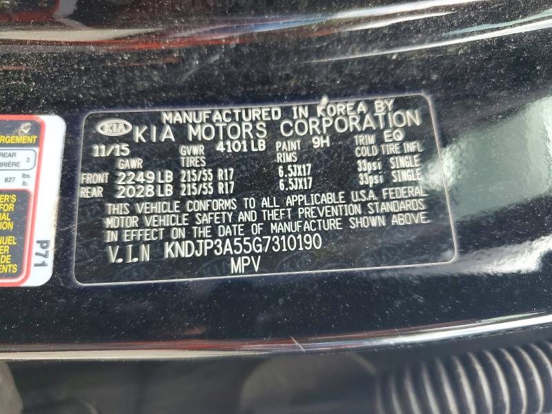 54309656 :رقم المزاد ، KNDJP3A55G7310190 vin ، 2016 Kia Soul مزاد بيع