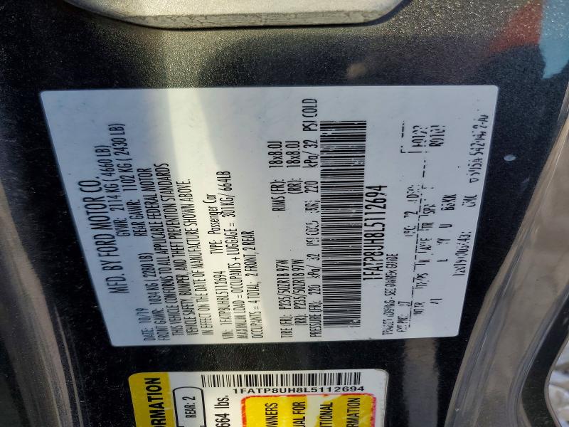Продажа на аукционе авто 2020 Ford Mustang, vin: 1FATP8UH8L5112694, номер лота: 53848296