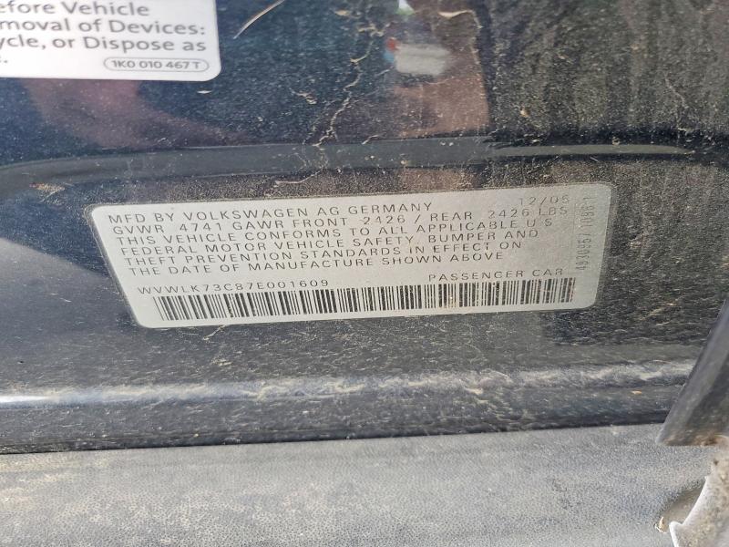 52487446 :رقم المزاد ، WVWLK73C87E001609 vin ، 2007 Volkswagen Passat مزاد بيع
