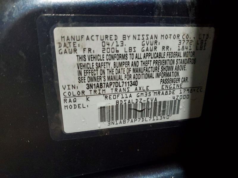 Продаж на аукціоні авто 2013 Nissan Sentra, vin: 3N1AB7AP7DL711340, номер лоту: 55021756