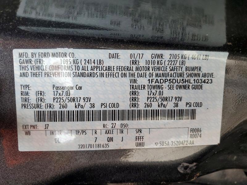 Продаж на аукціоні авто 2017 Ford C-max, vin: 1FADP5DU5HL103423, номер лоту: 55400366