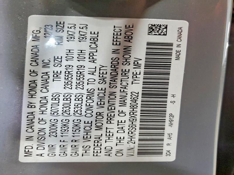 Aukcja sprzedaży 2024 Honda Cr-v, vin: 2HKRS6H9XRH804622, numer aukcji: 52883636