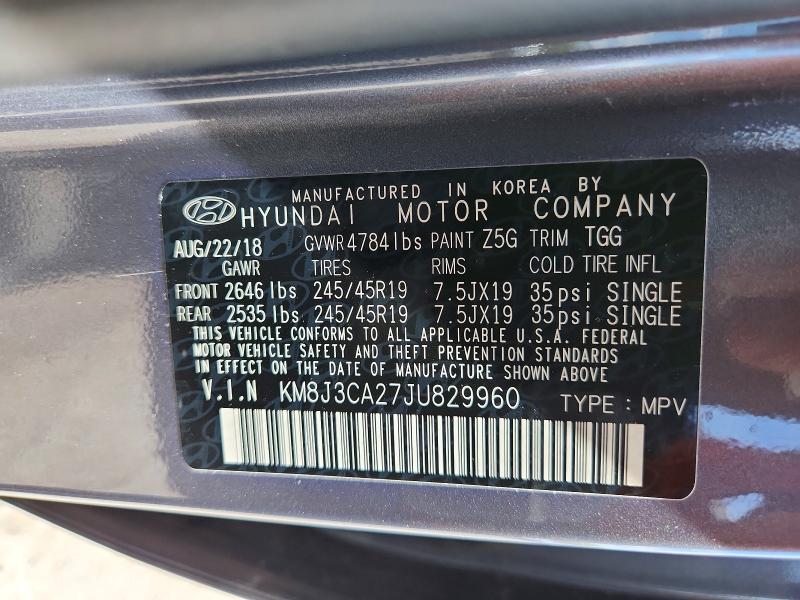 2018 Hyundai Tucson მანქანა იყიდება აუქციონზე, vin: KM8J3CA27JU829960, აუქციონის ნომერი: 51845436
